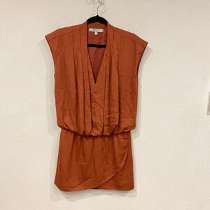 Intermix Burnt Orange Faux Wrap Dress Size Small EUC